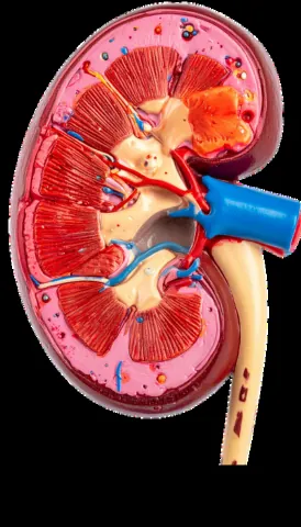 Illustration of a kidney cut open to show its inner parts