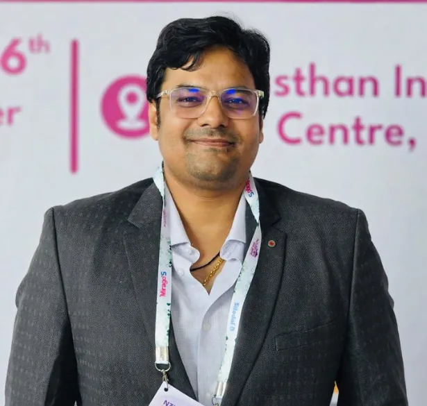 Dr. Aditya P.S. Sengar at the NZUSICON 2025 urology conference, Rajasthan International Centre, Jaipur